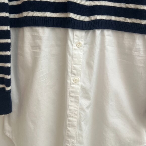 Theory Rymalia Sweater Shirt Tunic Top Striped Medium Blue White - Picture 6 of 9